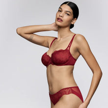 Load image into Gallery viewer, Woman wearing a red lingerie set on a plain background
