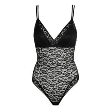 Load image into Gallery viewer, Black and gray leopard print bodysuit on a white background
