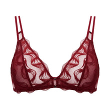 Load image into Gallery viewer, Red lace bra on a white background
