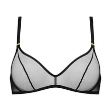 Load image into Gallery viewer, Black mesh bra on a white background
