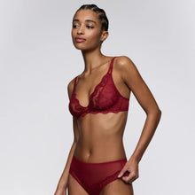 Load image into Gallery viewer, Woman wearing a red lingerie set against a plain background
