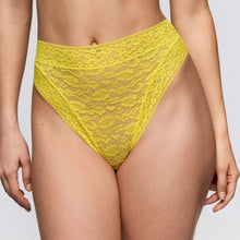 Load image into Gallery viewer, Yellow lace underwear on a plain background

