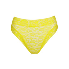 Load image into Gallery viewer, Yellow lace bikini bottom on a white background
