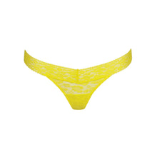 Load image into Gallery viewer, Yellow lace thong on a white background
