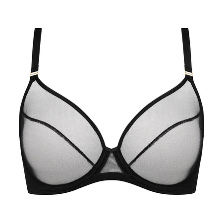 Black and gray bra on a white background