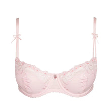 Load image into Gallery viewer, Pink bra with floral details on a white background
