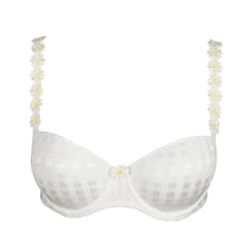 Load image into Gallery viewer, White bra with floral straps on a white background
