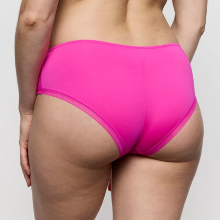 pink underwear back on model, white background
