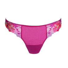 Load image into Gallery viewer, Purple women's underwear with floral lace trim on a white background
