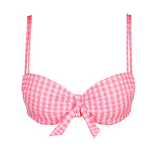 Load image into Gallery viewer, Pink gingham bikini top on a white background
