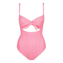 Load image into Gallery viewer, Pink gingham one-piece swimsuit on a white background
