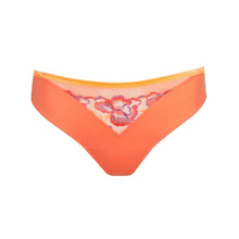 Load image into Gallery viewer, Orange bikini bottom with floral embroidery on a white background

