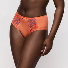 Load image into Gallery viewer, Orange lace underwear on a plain background
