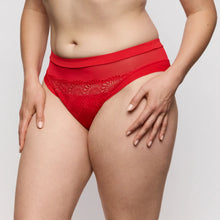 Load image into Gallery viewer, Red lace underwear worn by a person on a plain background
