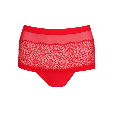 Red lace underwear on a white background
