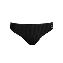 Load image into Gallery viewer, Black ribbed underwear with a gold clasp on a white background
