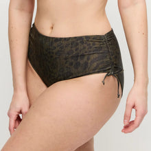 Load image into Gallery viewer, Brown leopard print bikini bottom on a plain background
