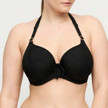 Load image into Gallery viewer, Black bikini top worn by a person on a plain background
