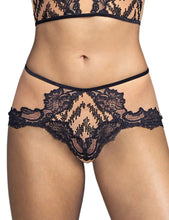 Load image into Gallery viewer, SALE Andres Sarda Renata Rio Brief. Made with luxurious sequent embroidered sheath tule and scalloped lace at the front, sheath tulle at the back and cotton lining for comfort. Finished with an elasticated velvet waistband this style is ultra-flattering, daring and feminine.   Fabric: 78% Polyamide | 6% Other Fibres | 12% Elastane  | 4% Cotton
