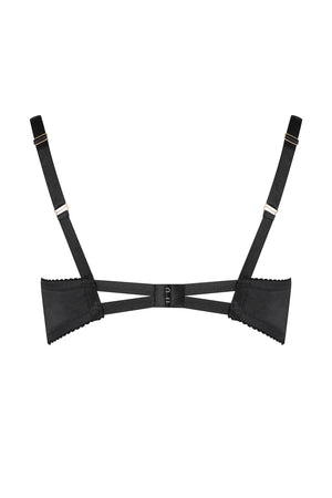 A very sensual Half-Cup Bra. It is in Black Satin with a light form for shape and support. Underwired with a double hooks on the back strap. The shoulder straps are adjustable for the perfect fit. 
Made in France. 
Machine washable.
