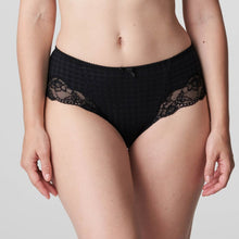 Load image into Gallery viewer, Hotpants in a checked pattern and seductive lace inserts that run all the way from the front hips to the bottom.
