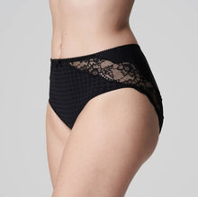 Load image into Gallery viewer, These full briefs come higher than the Rio briefs and are an incredibly comfortable fit. A very elegant way to cover the tummy. The lace detail adds to this elegant piece of lingerie.  Fabric Content: Polyamide: 72%, Elastane: 23%, Cotton: 5%. Black.
