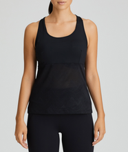 Load image into Gallery viewer, Sports Racer Back Tank Top. This tank top has a modern graphic look with a sporty racer back. 80% polyamide, 20% elastane.
