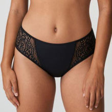 Load image into Gallery viewer, Vintage high-waisted briefs made from shimmery satin with trendy 90s lace on the side panels and the fully covered back. 
