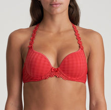 Load image into Gallery viewer, Formed smooth underwire bra with a sweetheart-shaped cup. The straps may be worn normally but also adapt to a halter style. Lovely plunge line. The signature daisy straps complete the picture! This bra has the added advantage that it may also crossed over at the back.  Fabric Content: Polyester: 48%, Polyamide: 43%, Elastane: 9%
