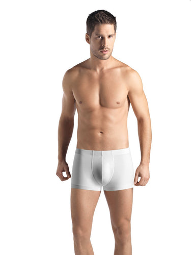 Figure fitting 100% Pure Cotton Short Boxer Shorts.  Available in Black and White.  Fabric Content: Mercerised Cotton. Made in Europe.