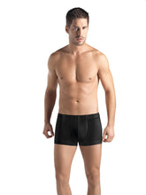 Load image into Gallery viewer, Figure fitting 100% Pure Cotton Short Boxer Shorts.  Available in Black and White.  Fabric Content: Mercerised Cotton. Made in Europe.
