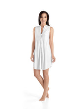 Load image into Gallery viewer, 100% soft mercerised pima cotton, button through sleeveless nightgown. 90cm length. White.
