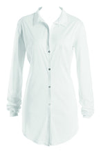 Load image into Gallery viewer, 100% mercerised pima cotton, long sleeve top nightshirt, 90cm length. White.
