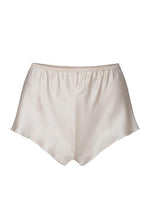 Load image into Gallery viewer, 100% Pure Silk French Knickers.   Elastic waist band and loose leg fitting. We have a large selection of colours and sizes to suit all tastes. Shapes may vary depending on colour choice. All traditional, all French knickers.  Fabric Content: 100% Pure Silk Made in Italy. Pearl.

