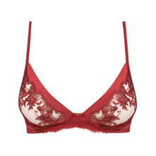 Load image into Gallery viewer, Beautiful full cup all lace non-wire bra. The embroidered tulle cups gently plunge to a décolleté silk finish. The band underneath the wired cup is decorated with lace giving an extra structure and creating an embellished look.
