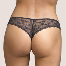 Load image into Gallery viewer, Moonrock (Charcoal) Boxer style G/String with deep Leavers lace to the front and back.
