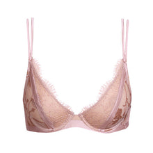 Load image into Gallery viewer, Typical of Andres Sarda! This is a beautiful all lace plunge bra with delicate eyelash lace detail on the top of the cup. Silk double straps offer a lighter look but with full support. Silk rich content.

