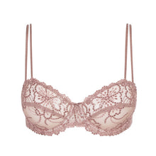 Load image into Gallery viewer, An all lace balconnet bra with a horizontal seam. Delicate double straps offer a light but structured support. Richly embroidered cups with full coverage. Classic lace bra for a classic balconnet look.   Fabric content: Polyamide: 45%, Polyester: 35%, Elastane: 20%. Bois de Rose.
