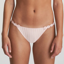Load image into Gallery viewer, Pearly Pink low-slung hipster brief with daisy detail sides. Full back covers the bottom.
