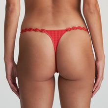 Load image into Gallery viewer, Playful daisy trim narrow sided G/String with an opaque front. A very feminine, sensual and sexy style that reveals the bottom. This style offers the minimum look!  Fabric Content: Polyamide: 79%, Elastane: 17%, Cotton: 4%
