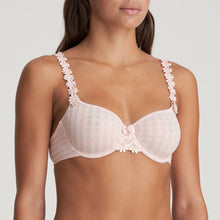 Load image into Gallery viewer, Pearly Pink underwired, non-padded bra. Signature Avoro dainty daisy straps, may be worn as normal or in a halter style
