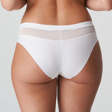 Load image into Gallery viewer, Pure White. Looking for comfortable and oh so elegant briefs? These bikini style Rio briefs have it all. The wide cut on the hip means no budging. The exquisite embroidery completes the light, luxurious look. Laser cut at the back for an invisible look under skirts, trousers and dresses.  Fabric: Polyamide: 64%, Elastane: 21%, Cotton: 9%, Polyester: 6%
