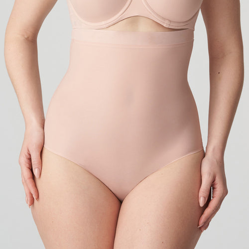Powder Rose high Briefs that go up to under the bust and give a lightweight all over smoothness
