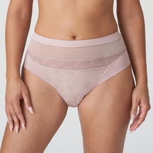 Load image into Gallery viewer, Bois de Rose. Looking for comfortable and oh so elegant briefs? These high waisted full briefs have it all. The wide cut on the hip means no budging. The exquisite embroidery completes the light, luxurious look. Laser cut at the back for an invisible look under skirts, trousers and dresses.  Fabric: Polyamide: 63%, Elastane: 21%, Cotton: 9%, Polyester: 7%
