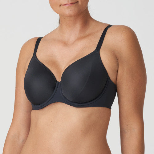 Charcoal This is a light non formed cup underwire bra. It is perfectly seamfree. Made from spacer fabric for a seamless smooth fit.  Supremely comfortable and light, this is a perfect T-shirt bra.   Fabric Content: Polyester: 54%, Polyamide: 35%, Elastane: 11%