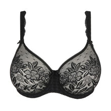 Load image into Gallery viewer, Black lace effect bra but with a perfect seamfree smooth finish even under t-shirts. The moulded cup give a lovely natural shape combined with excellent support. 
