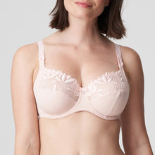 Load image into Gallery viewer, This is a fabulously stylish yet full fitting and supportive bra. The three-section cups have an excellent fit, yet a light look. The top of the cup has beautiful two-toned lacy embroidery that runs into the straps. The cups have the same fit as the legendary Deauville bra, offering a perfect fit.  The firm cups lift the bust while the higher side section give proper support ensuring a better uplift, especially for largest sizes.  
