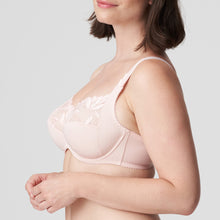 Load image into Gallery viewer, This is a fabulously stylish yet full fitting and supportive bra. The three-section cups have an excellent fit, yet a light look. The top of the cup has beautiful two-toned lacy embroidery that runs into the straps. The cups have the same fit as the legendary Deauville bra, offering a perfect fit.  The firm cups lift the bust while the higher side section give proper support ensuring a better uplift, especially for largest sizes.  
