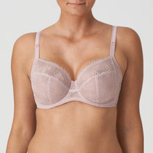 Load image into Gallery viewer, Bois de Rose. This underwire bra is feminine, comfortable, and super-luxurious. The tonal colour creates an edgy tattoo effect. The removable extra straps accentuate your feminine cleavage. Looks wonderful under a V-neck top or dress. The embroidered lace is both soft and supple. The bra is 3 panelled and fully supportive.  Fabric: Polyamide: 60%, Polyester: 25%, Elastane:15%
