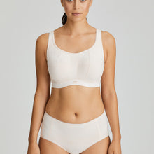 Load image into Gallery viewer, Fantastically supportive underwired Sports bra. It offers versatile support and extreme comfort.  Adjustable straps, with hooks and eyes. With a graphic detail on the cups and straps, they have a cross-back or straight option. Three-part cup for extra support. Padded straps and closure. No irritation seamless cup. Anti-chafing super soft elastic banding.  
